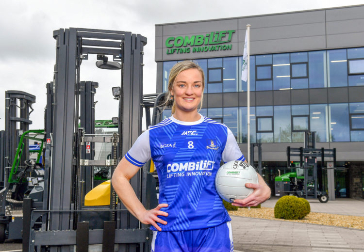 19 April 2021; Combilift, a leading global player in the field of materials handling, is also now getting involved on the sports field at a much more local level. The company has committed to a new 3-year sponsorship deal with the Monaghan Ladies football team as well as sponsoring the Monaghan senior club championship. The Combilift logo will now be prominent on both home and away jerseys, as well as all items of the team’s training gear. Combilift will support the Monaghan LGFA teams both on and off the field, and at all levels from juveniles right through to seniors. In attendance at the launch at Combilift is Monaghan player Ellen McCarron. Photo by Philip Fitzpatrick/Sportsfile ***NO REPRODUCTION FEE***