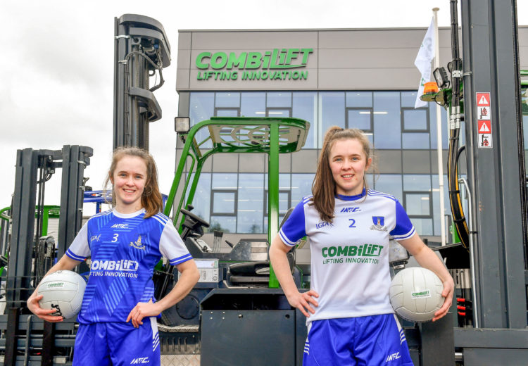19 April 2021; Combilift, a leading global player in the field of materials handling, is also now getting involved on the sports field at a much more local level. The company has committed to a new 3-year sponsorship deal with the Monaghan Ladies football team as well as sponsoring the Monaghan senior club championship. The Combilift logo will now be prominent on both home and away jerseys, as well as all items of the team’s training gear. Combilift will support the Monaghan LGFA teams both on and off the field, and at all levels from juveniles right through to seniors. In attendance at the launch at Combilift are Monaghan players and sisters Lauren Garland, left, and Amy Garland. Photo by Philip Fitzpatrick/Sportsfile ***NO REPRODUCTION FEE***