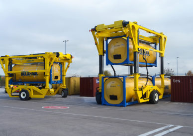 Three Combilift Straddle Carriers