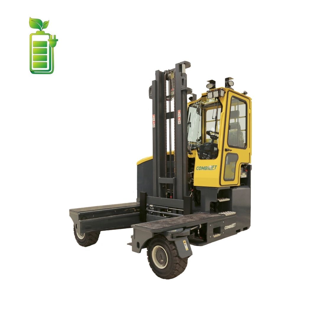 Yellow Combi C-Series Multidirectional Forklift, Model C5000XLE with green energy symbol